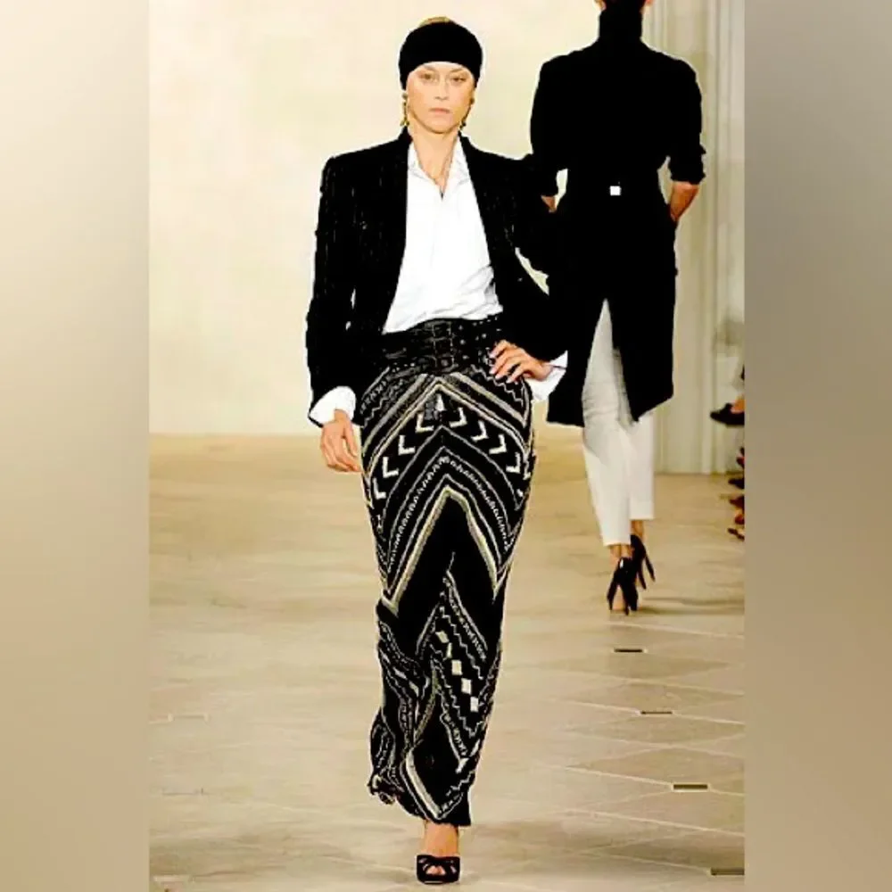*Ralph Lauren Collection Spring '07 Runway Wide Black Leather Kidney Corset Belt